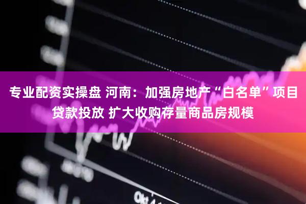 专业配资实操盘 河南：加强房地产“白名单”项目贷款投放 扩大收购存量商品房规模